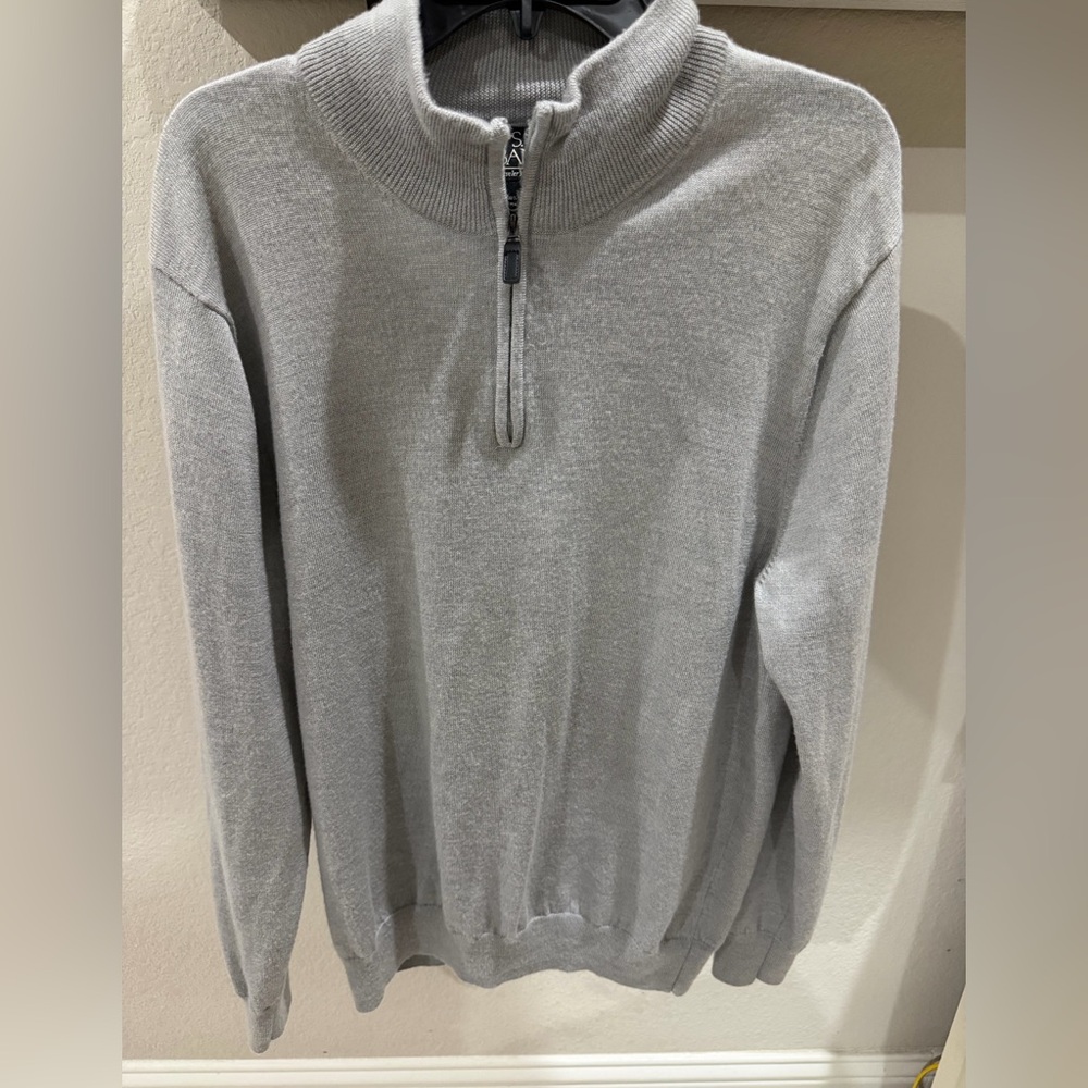 Men's Gray Quarter-Zip Wool Sweater